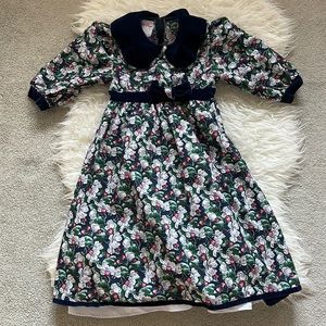 Vintage Little Princess Collared Floral Dress with Back Zip & Tulle - Size 8